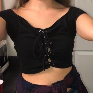 Off the Shoulder Black Crop Top